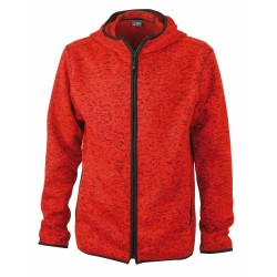 J&N Men's Knitted Fleece Hoody, piros M