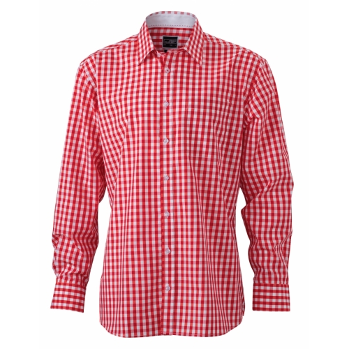 J&N Men's Checked Shirt, piros L