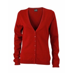 J&N Ladies' V-Neck Cardigan, piros XL