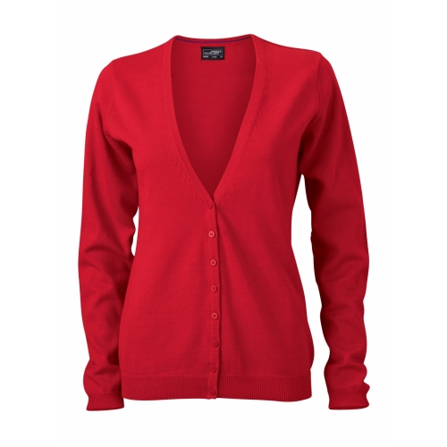 J&N Ladies' V-Neck Cardigan, piros XL