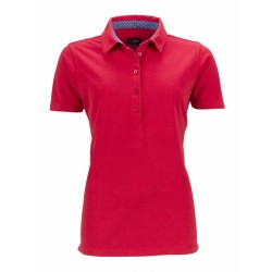 J&N női galléros póló mintás gallérral, piros XL