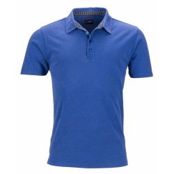 J&N galléros póló mintás gallérral, kék 3XL