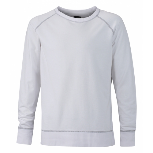 J&N Men's Casual pamut pulóver, fehér XL