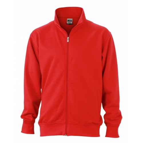 J&N Workwear cipzáras pulóver, piros XXL