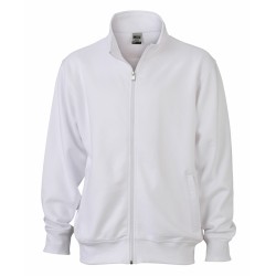 J&N Workwear cipzáras pulóver, fehér 3XL