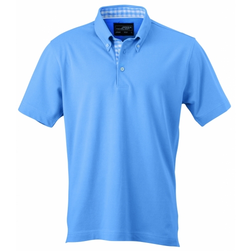 J&N Men's Plain Polo galléros póló, kék XL