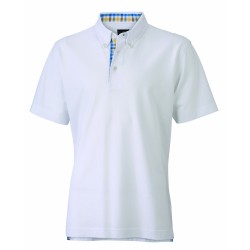 J&N Men's Plain Polo galléros póló, fehér 3XL