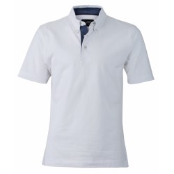 J&N Men's Plain Polo galléros póló, fehér 3XL