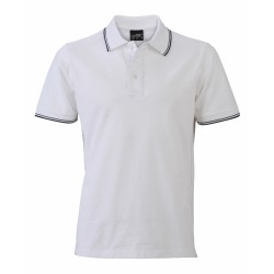J&N Men's Polo galléros póló, fehér XL