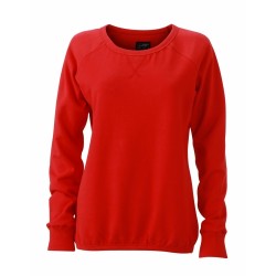 J&N Ladies' Basic Sweat pamut pulóver, piros S