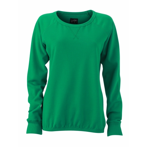 J&N Ladies' Basic Sweat pamut pulóver, zöld L
