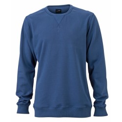 J&N Men's Basic Sweat pamut pulóver, kék L